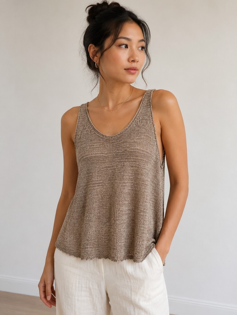 Aritzia Babaton Eugenie Knit Tank Top NWT Heather Tawny Medium